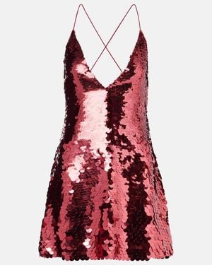 Alex Perry Sequined Open-Back Minidress - Red