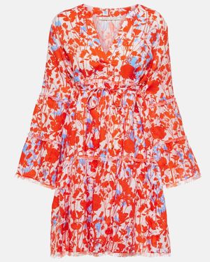 Heidi Klein Deia Floral Linen Kaftan - Red