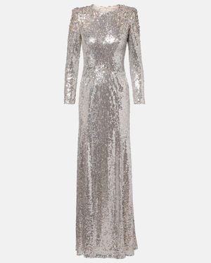 Jenny Packham Dulcet Sequined Gown - Grey
