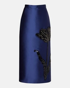 Erdem Sequined Twill Pencil Skirt - Blue