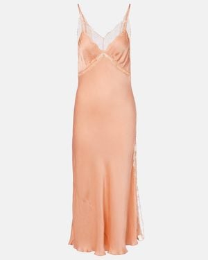 Poupette Luli Lace-Trimmed Satin Slip Dress - Pink