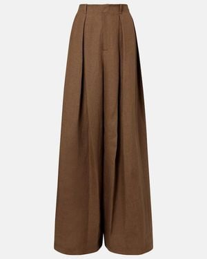 Ralph Lauren Greer Linen, Cashmere, And Silk Wide-Leg Trousers - Brown