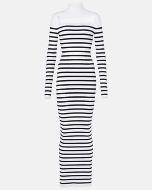 Jean Paul Gaultier 'The Knit Marinière' Maxi Dress - White