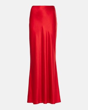 The Sei Silk Satin Maxi Skirt - Red