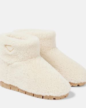 Prada Ankle Boots Aus Shearling - Natur