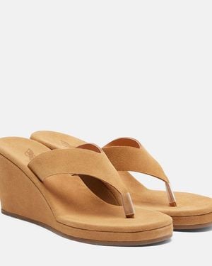 Ancient Greek Sandals Charys Suede Wedge Thong Sandals - Brown