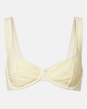 Montce Romy Gingham Bikini Top - Natural
