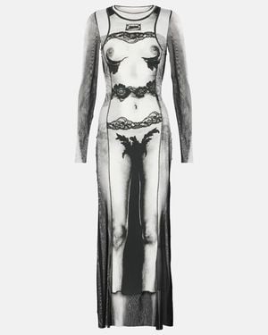 Jean Paul Gaultier Maxikleid Mariniere Aus Mesh - Grau