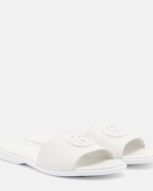 Gucci Pantoletten Double G Aus Leder - Weiß