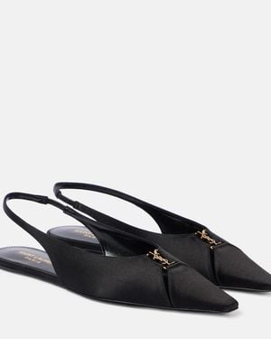 Saint Laurent Babylone Satin Slingback Flat - Black