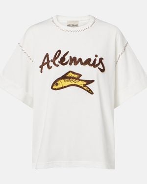 ALÉMAIS Scuba Embroidered Cotton T-Shirt - White