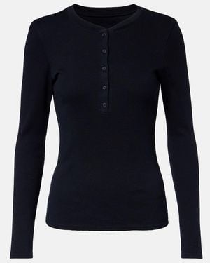 Nili Lotan Jordan Cotton Henley Shirt - Blue