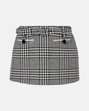 Self-Portrait Belted Houndstooth Skort - Black