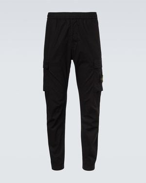 Stone Island Compass Cotton-Blend Cargo Trousers - Black