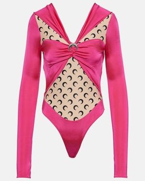 Marine Serre Body Aus Jersey - Pink