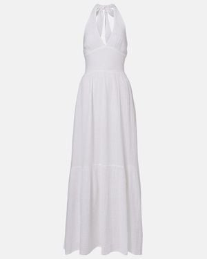 Melissa Odabash Shay Halterneck Cotton Maxi Dress - White