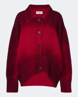 The Attico Ombre Oversized Wool And Cashmere Cardigan - Red