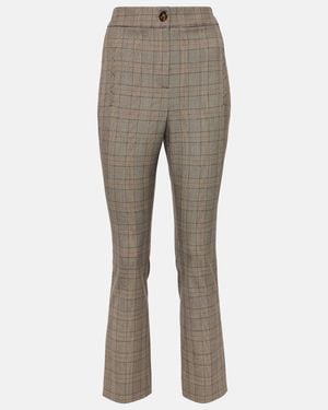 Veronica Beard Checked High-Rise Slim Pants - Gray