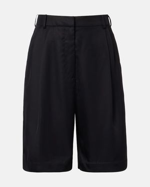 Frankie Shop Marfa Pleated Twill Bermuda Shorts - Blue