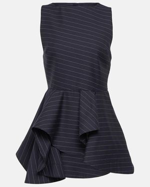 JW Anderson Peplum Wool-Blend Top - Blue