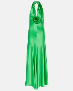 Rodarte Rose Halterneck Silk Gown - Green