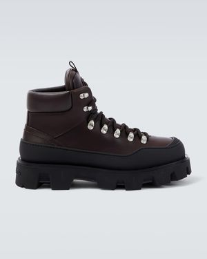 Moncler Peak Trek Leather Lace-Up Boots - Black
