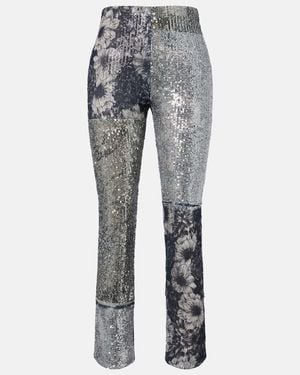 Maison Margiela Sequined Patchwork Slim Trousers - Grey