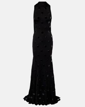David Koma Embellished Scarf-Detail Jersey Gown - Black
