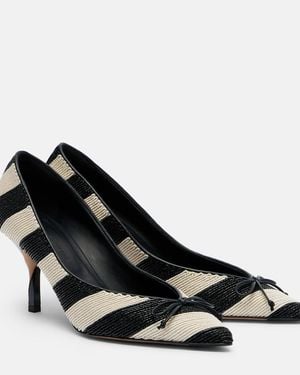 Jacquemus Tourni Striped Raffia-Effect Court Shoes - Black