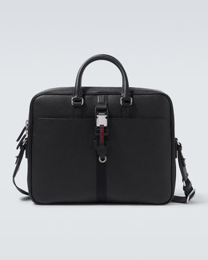 Gucci Aktentasche Web Stripe Medium Aus Leder - Schwarz