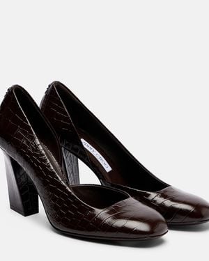 Jimmy Choo Farren 85 Croc-Effect Leather Court Shoes - Black