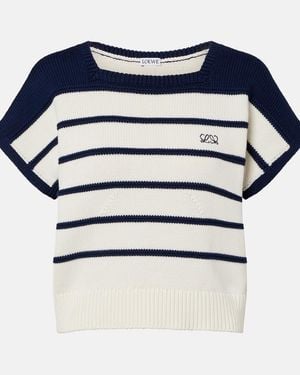 Loewe Pull Raye En Coton Et Laine - Bleu