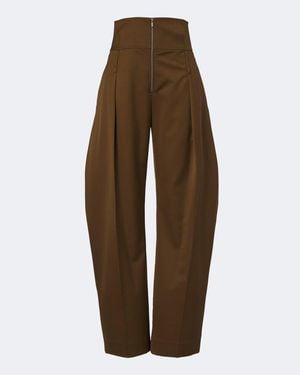 Ferragamo Wool And Cashmere Barrel-Leg Pants - Brown