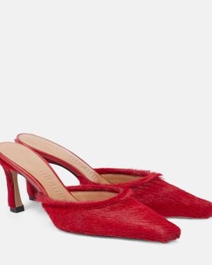 The Attico Juno 75 Calf Hair Mules - Red