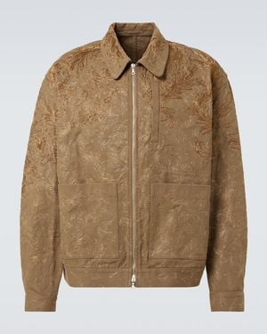 Dries Van Noten Floral Lame Cotton Blouson - Brown