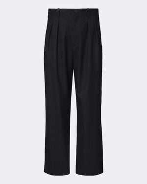 The Row Corley Virgin Wool Twill Straight Trousers - Black