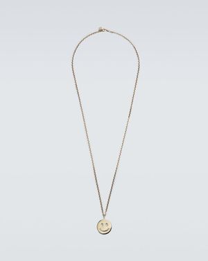 Sydney Evan Happy Face 14Kt Charm Necklace - White