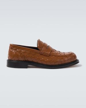 Bottega Veneta James Intrecciato Leather Penny Loafers - Brown