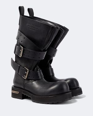Balenciaga Venom Leather Biker Boots - Black