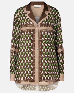 Tory Burch Camisa De Sarga De Seda Estampada - Marrón
