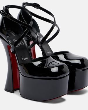 Christian Louboutin Aqua Patent Leather Platform Court Shoes - Black