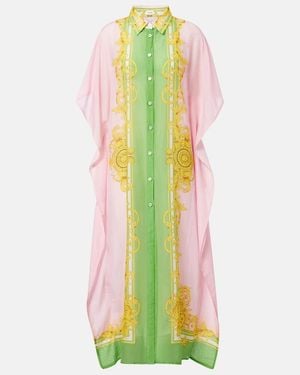 Versace Caftan De Algodon Y Seda Estampado - Amarillo