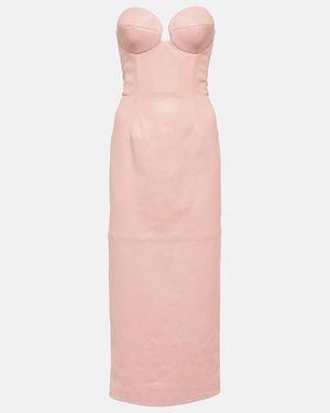 Magda Butrym Leather Bustier Midi Dress - Pink