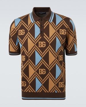 Dolce & Gabbana Dg Jacquard Cotton Pique Polo Shirt - Multicolour