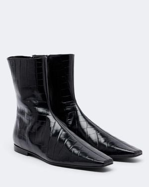 TOTEME Bottines En Cuir Facon Croco - Noir