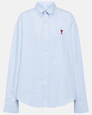 Ami Paris Ami De Cour Cotton Poplin Shirt - Blue