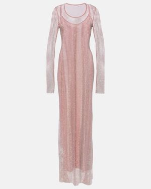 Sportmax Embellished Mesh Gown - Pink