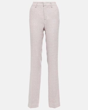 Alessandra Rich Sequined Mid-Rise Straight Pants - Gray