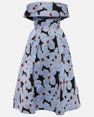 Rebecca Vallance Georgina Floral-Embroidered Midi Dress - Blue