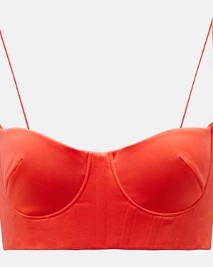 Alex Perry Hart Satin Crepe Bralette - Red